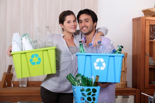 Recycling bins in a modern St Johns Wood workplace