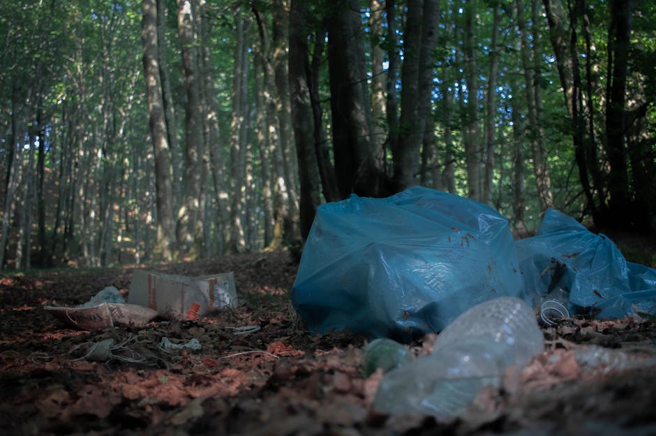 A black wheelie bin labeled 'ST. JOHN'S' positioned on a quiet urban street at night, with partially open lid revealing assorted rubbish including flattened cardboard boxes and black plastic bags. The